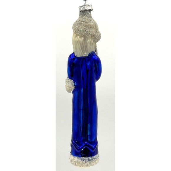 Vintage Hand Blown Glass Christmas Ornament Old World Santa Sapphire Glitter - Picture 10 of 16